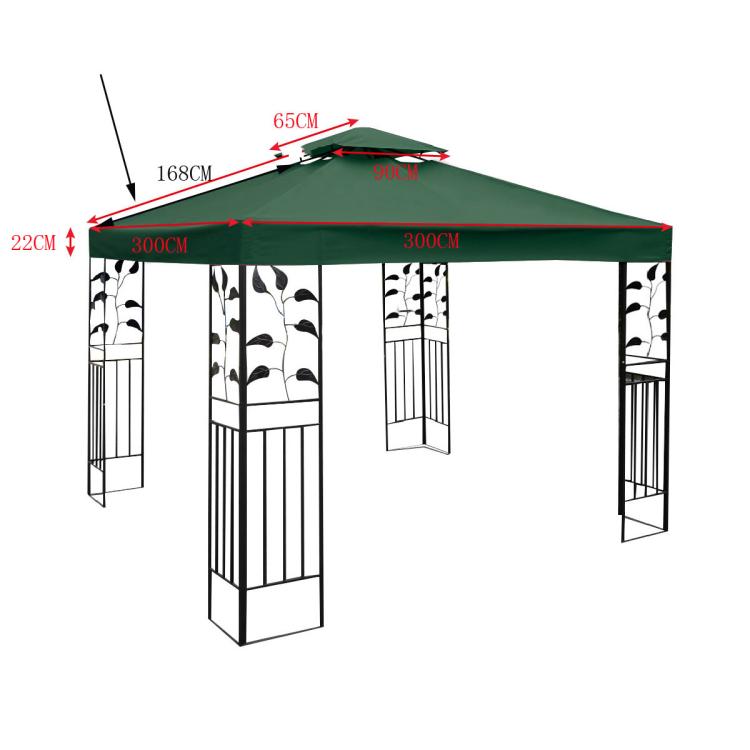 3x3m  Garden Gazebo Top Cover Canopy Replacement Top Patio Roof Awning for Outdoor Terrace, Garden Tent, Pergola