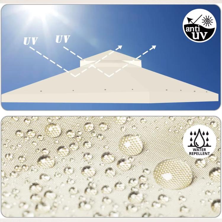 3x3m  Garden Gazebo Top Cover Canopy Replacement Top Patio Roof Awning for Outdoor Terrace, Garden Tent, Pergola