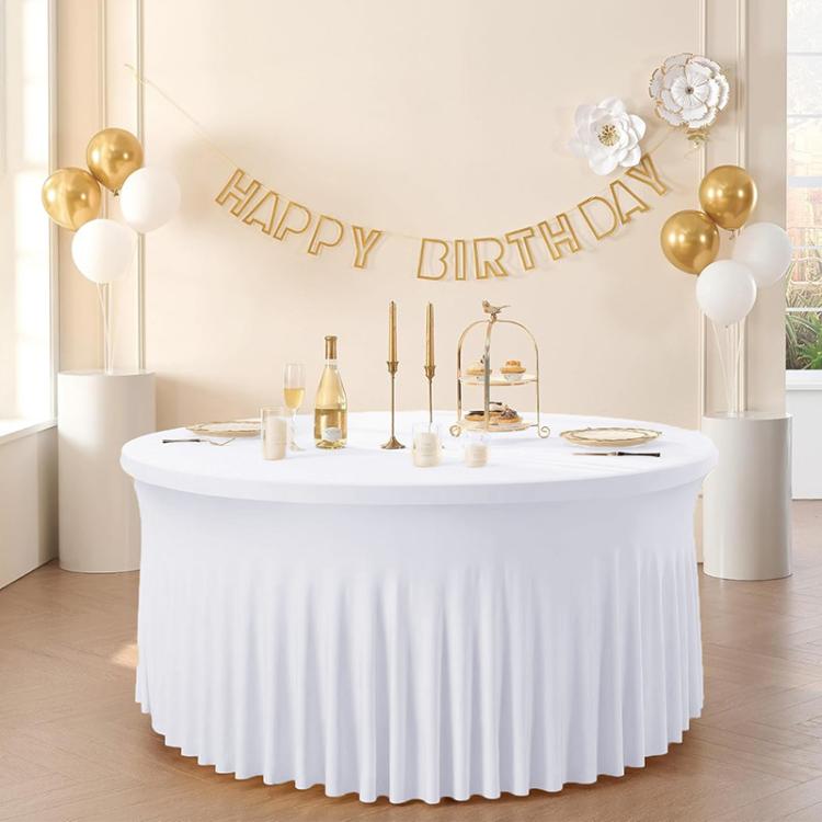 Polyester Elastic Tablecloth Cover Wedding Banquet Party Decoration Round Table Skirt Office Tablecloth