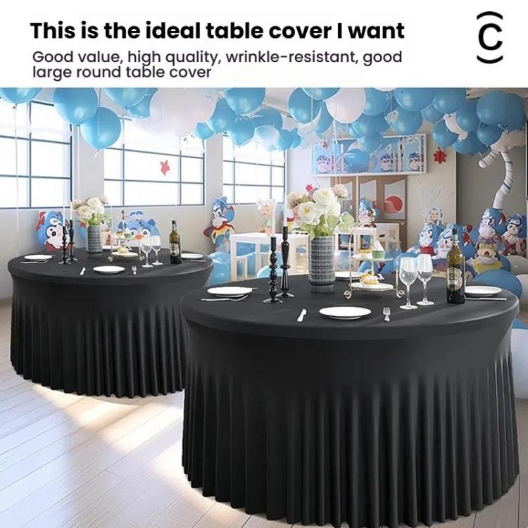 Polyester Elastic Tablecloth Cover Wedding Banquet Party Decoration Round Table Skirt Office Tablecloth