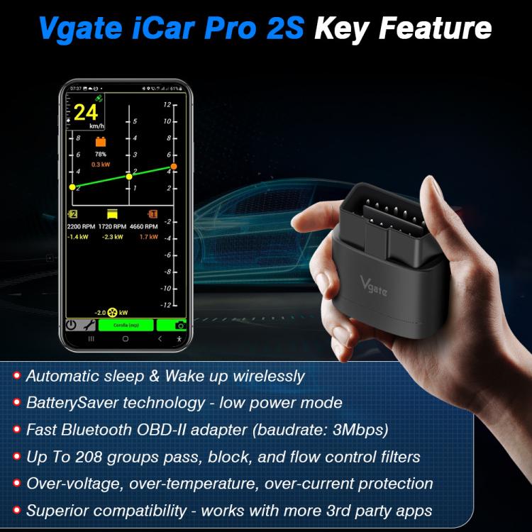 Vgate 3m bps Bluetooth Wireless Wake-up Diagnostic Instrument