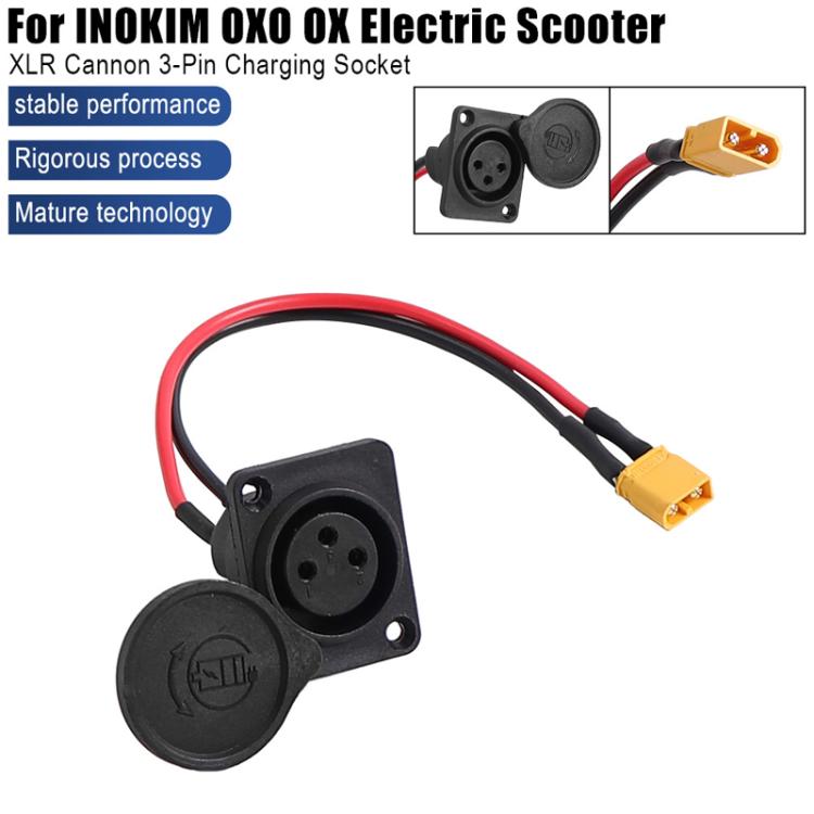 For INOKIM OXO OX Electrical Scooter Power Port XLR Cannon 3-Pin Charging Socket