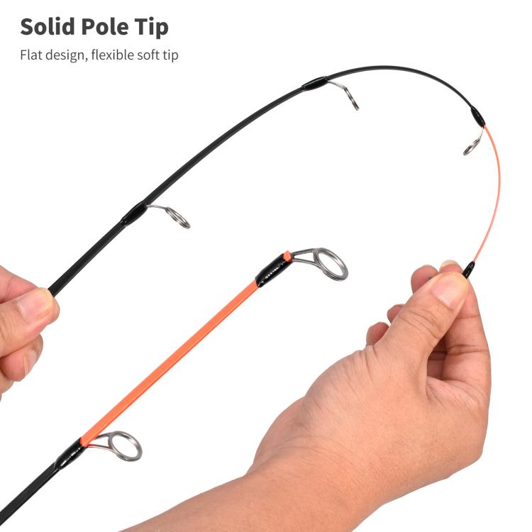 LEO 28307 58cm Curved Handle Flat Tip Ice Fishing Rods Knuckle Solid Fishing Rods