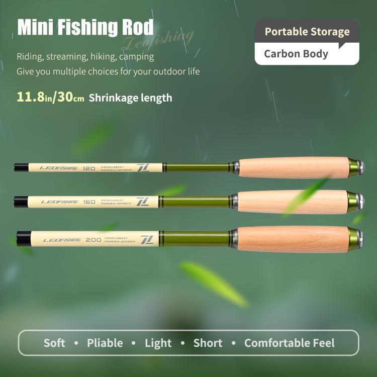 Wooden Handle Mini Tiny Object Rod Pocket Portable Small Fishing Rod