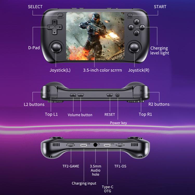 H36S 3.5 Inch IPS HD Screen Retro PSP Game Console Linux System GBA Handheld Video Game Console