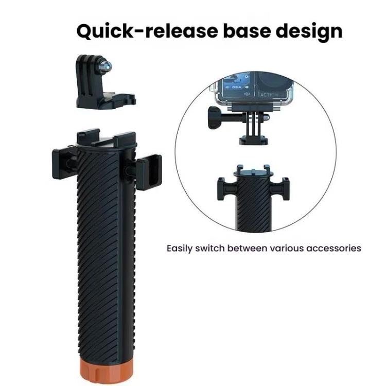 Buoyant Anti-Sink Dive Handle With Dual Cold Shoe Mounts for Action Cameras