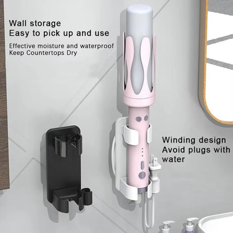 Bathroom Wall-Mounted Curling Iron Organizer Holder with Adjustable Clamps Built-In Cord Wrap
