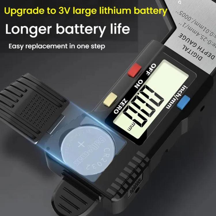 Syntek Digital Depth Ruler 0-25mm Electronic Tire Tread Measuring Ruler