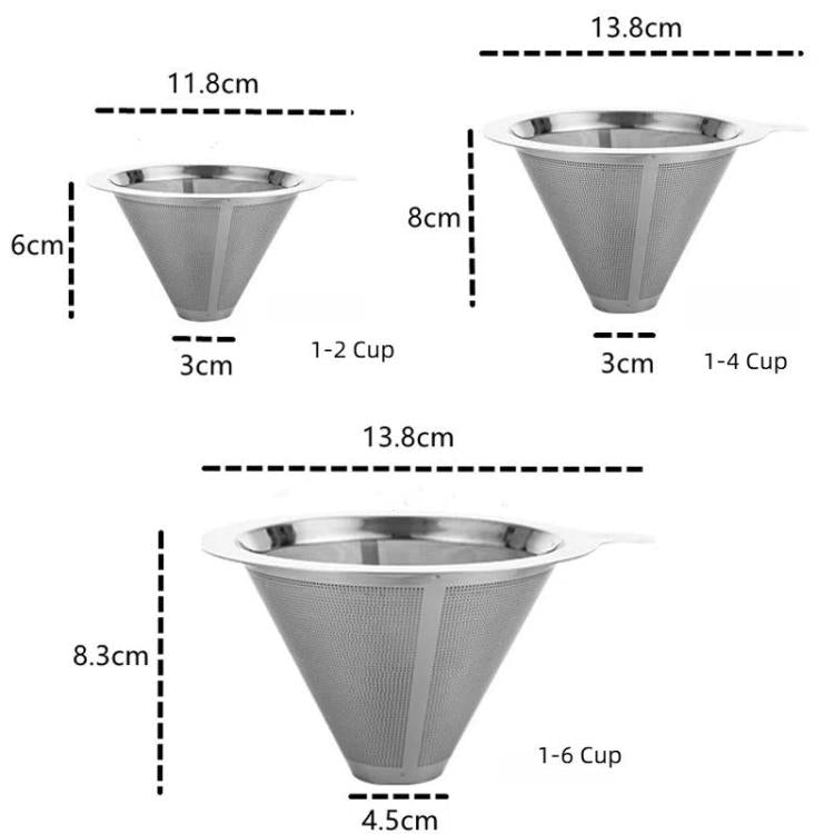 304 Stainless Steel Coffee Filter Reusable Mesh for Pour Over/Drip Coffee Maker