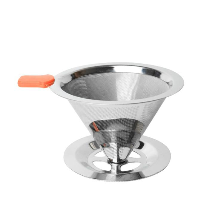 V60 Stainless Steel Coffee Filter with Base for Pour Over Brewing