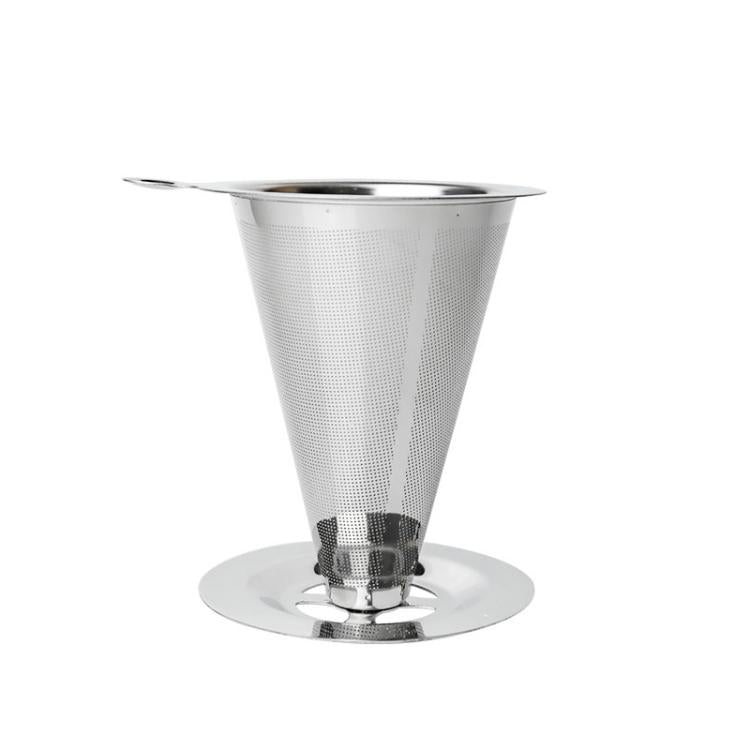 V60 Stainless Steel Coffee Filter with Base for Pour Over Brewing