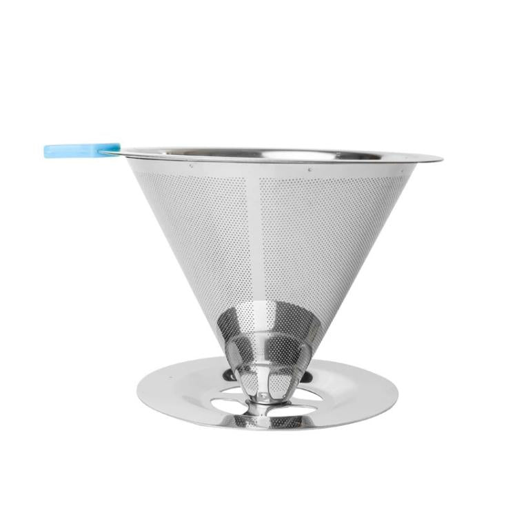 V60 Stainless Steel Coffee Filter with Base for Pour Over Brewing
