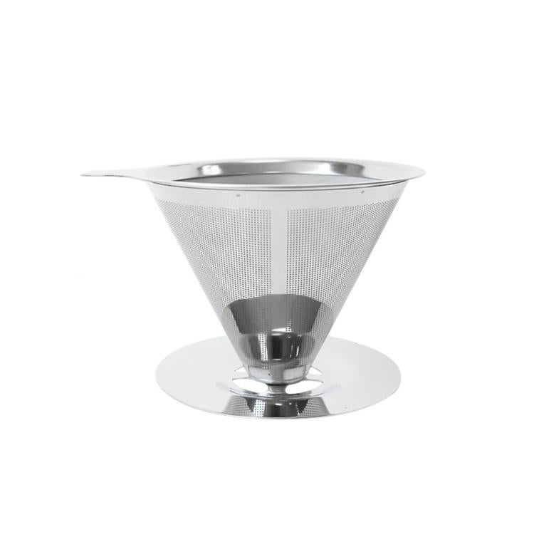 V60 Stainless Steel Coffee Filter with Base for Pour Over Brewing