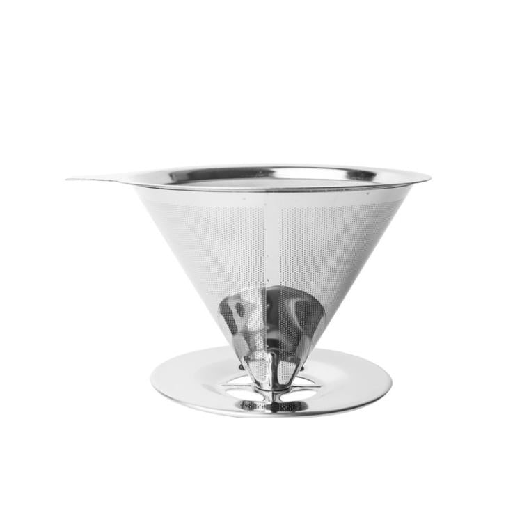 V60 Stainless Steel Coffee Filter with Base for Pour Over Brewing