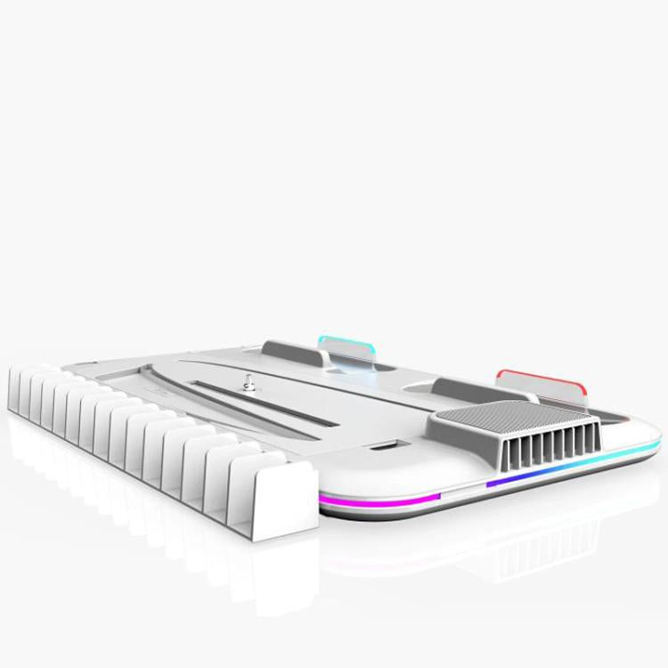 For PS5 Slim / Pro Multi-functional Cooling Stand with Controller Charging Station & Game Disc Storage Holder