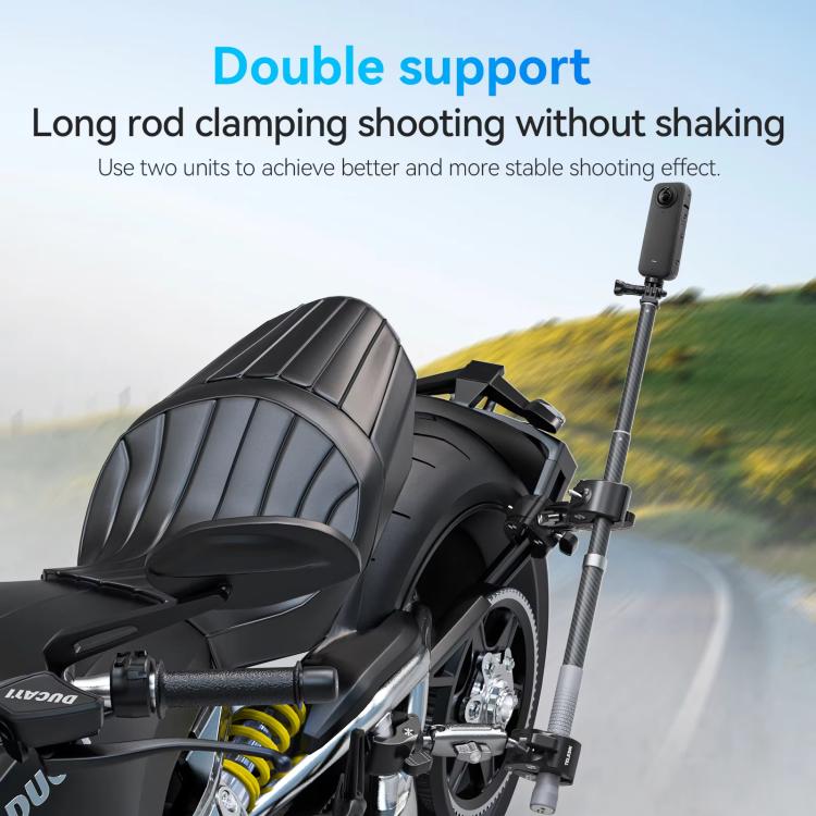 TELESIN Camera Double Clip Crab Clamp 360 Rotating Motorcycle Bicycle Handlebar Mount
