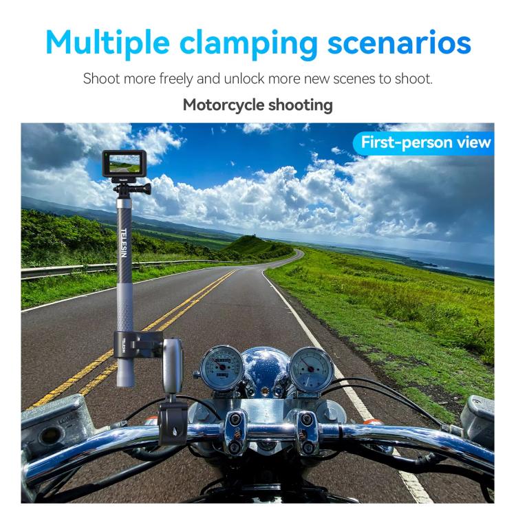 TELESIN Camera Double Clip Crab Clamp 360 Rotating Motorcycle Bicycle Handlebar Mount