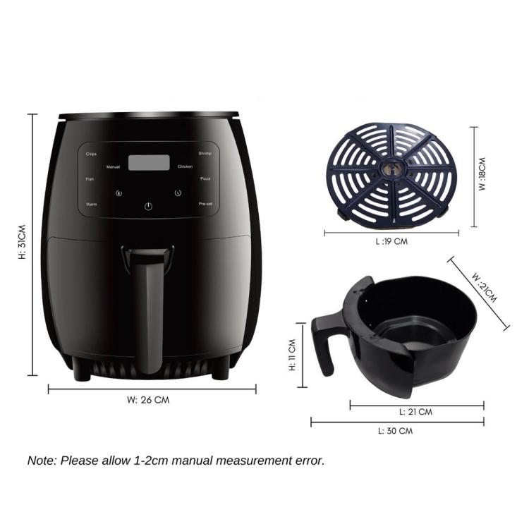 6L 1400W Air Fryer Household Large Capacity French Fry Maker Multifunctional Electric Fryer