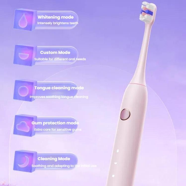 Rechargeable Sonic Electric Toothbrush for Adults with Custom Mode, Antibacterial Brush Heads, Smart Timer