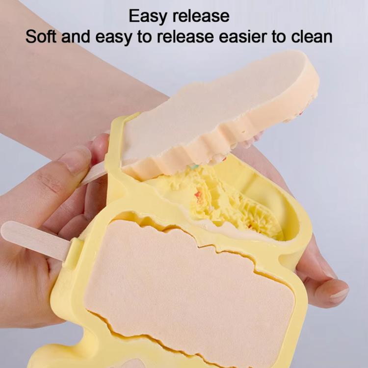 4 Grids Flower Ice Cream Silicone Mold Home Use Food-Grade Ice Pop Mold
