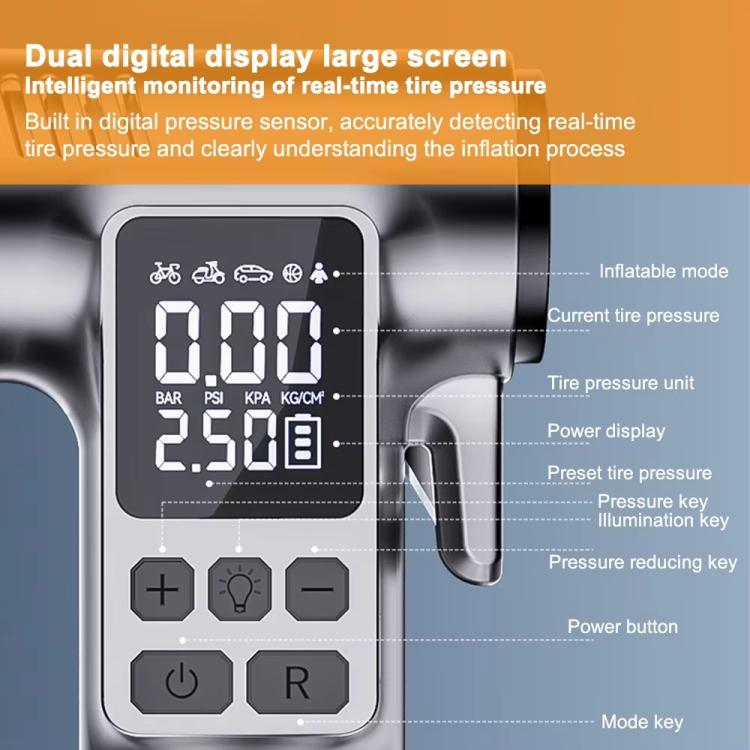 Car Air Pump With Window Breaker Cutting Tool Electric Portable Air Pump