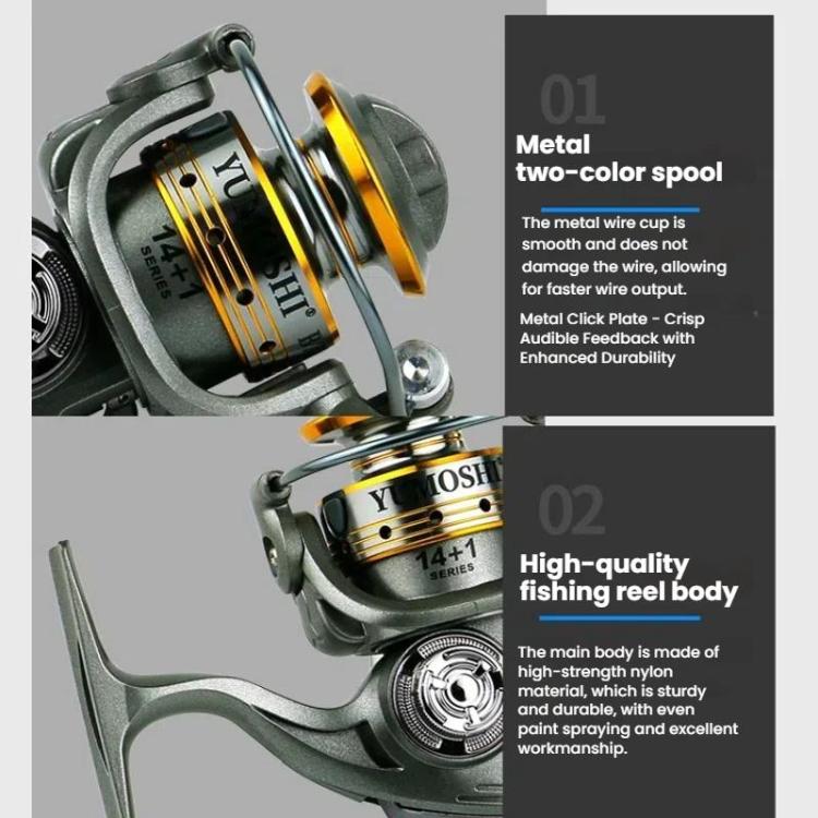 Zero-Gap Mini Spinning Reel for Rock/Ice/Raft/Lure Fishing, 5.2:1 Gear Ratio