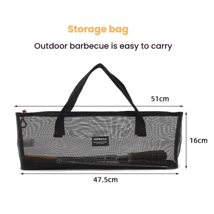 NOBANA Outdoor BBQ Grilling Fork Portable Stainless Steel Wooden Handle Grilling Skewer With Storage Bag