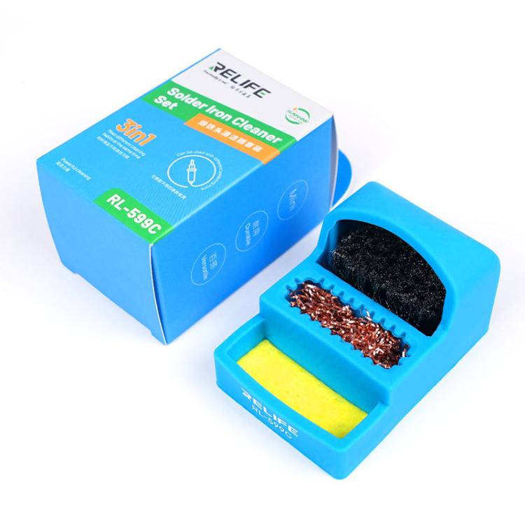 3 In 1 Soldering Iron Cleaner Soldering Iron Tip Tin Residue High Temperature Resistant Cleaning Sponge Steel Wire Cleaning Ball