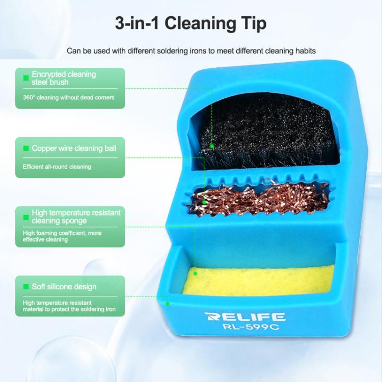 3 In 1 Soldering Iron Cleaner Soldering Iron Tip Tin Residue High Temperature Resistant Cleaning Sponge Steel Wire Cleaning Ball