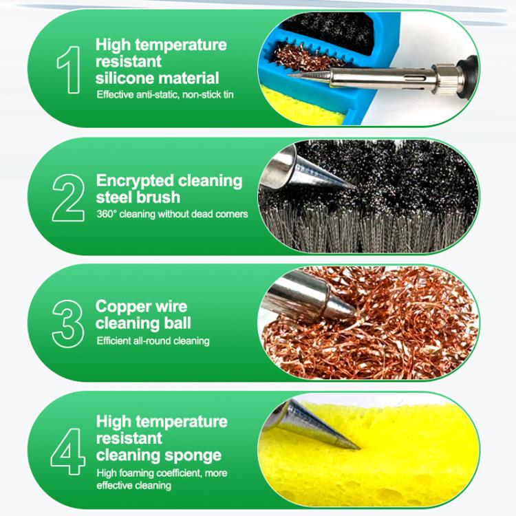 3 In 1 Soldering Iron Cleaner Soldering Iron Tip Tin Residue High Temperature Resistant Cleaning Sponge Steel Wire Cleaning Ball