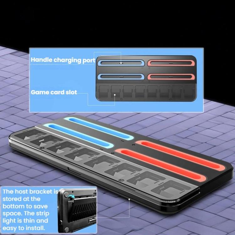 For Nintendo Switch 2 Controller Charging Dock Ultra-thin Stand With 8 Game Card Storage