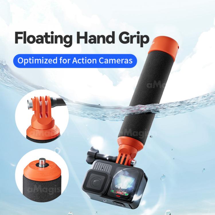 aMagisn Universal Floating Hand Grip for Action Cameras with Triple Claw & 1/4-inch Screw Mount