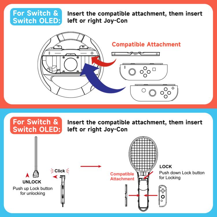10-in-1 Motion Sports Bundle for Nintendo Switch 2/Switch Tennis Racket, Golf Club, Fencing, Racing Wheel & Multi-Game Accessories