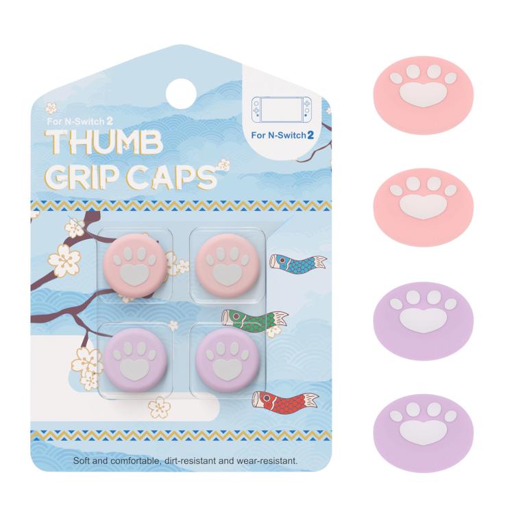 For Nintendo Switch 2 Joy-Con 2pairs Claw-Print Silicone Thumb Grip Caps Button Covers