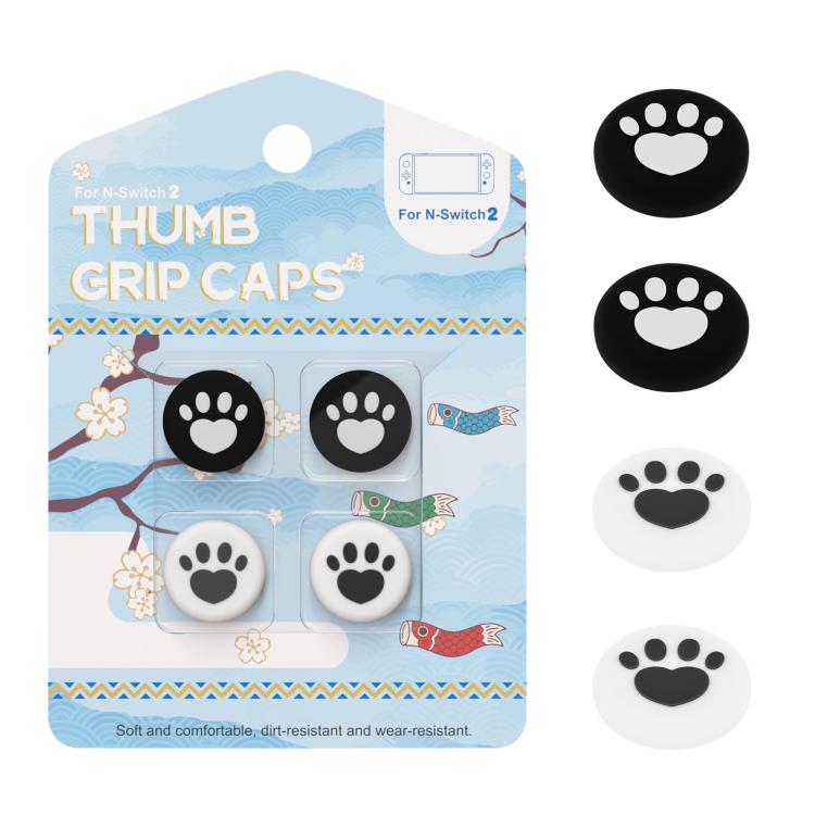 For Nintendo Switch 2 Joy-Con 2pairs Claw-Print Silicone Thumb Grip Caps Button Covers