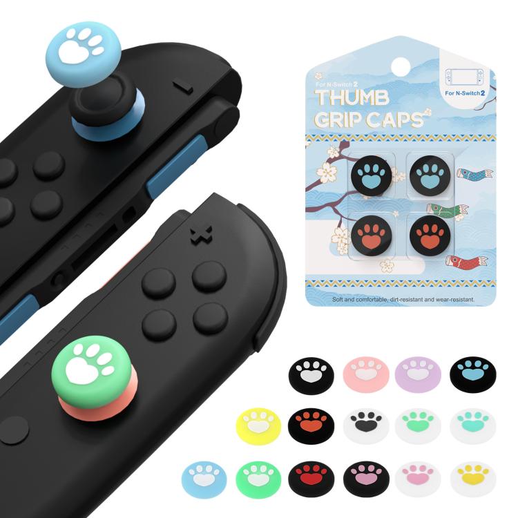 For Nintendo Switch 2 Joy-Con 2pairs Claw-Print Silicone Thumb Grip Caps Button Covers