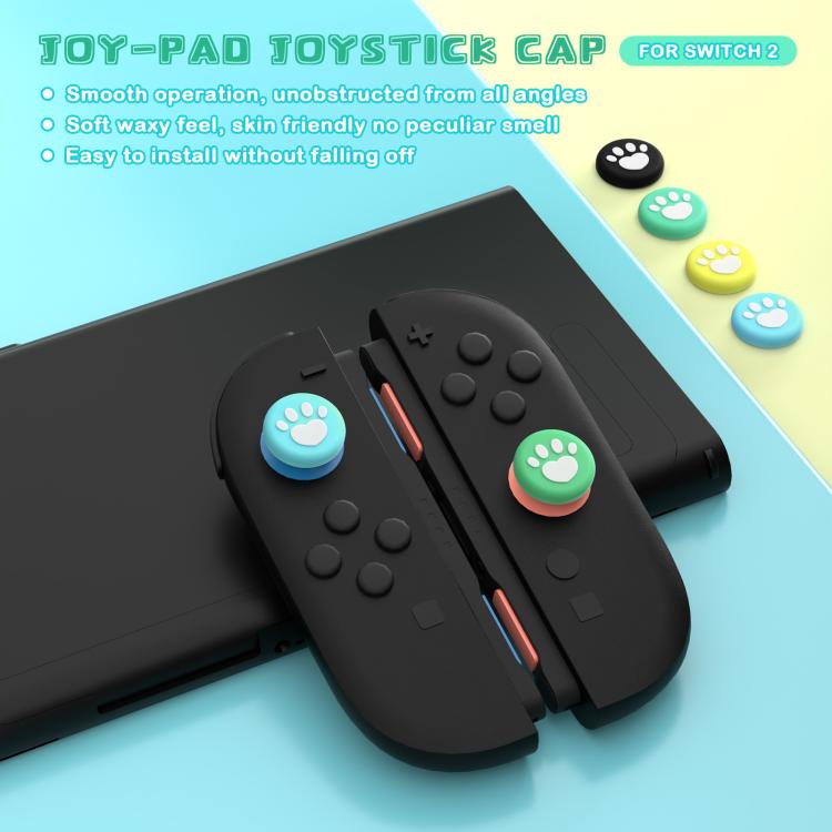 For Nintendo Switch 2 Joy-Con 2pairs Claw-Print Silicone Thumb Grip Caps Button Covers