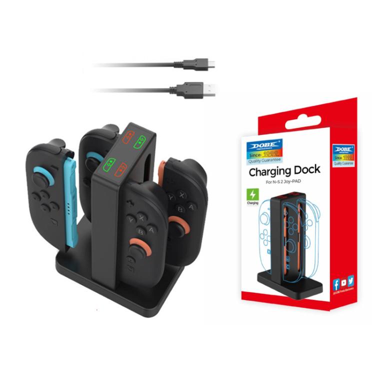 DOBE 4-in-1 Magnetic Charging Station for Nintendo Switch 2 Controllers with LED Indicators & Cartridge Storage
