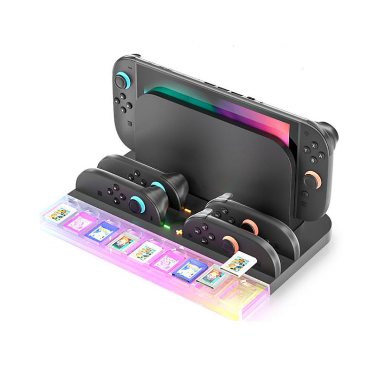 For Nintendo Switch 2  Console and Joy-Con Controllers Charging Dock with RGB Lighting, 9 Game Card Slots