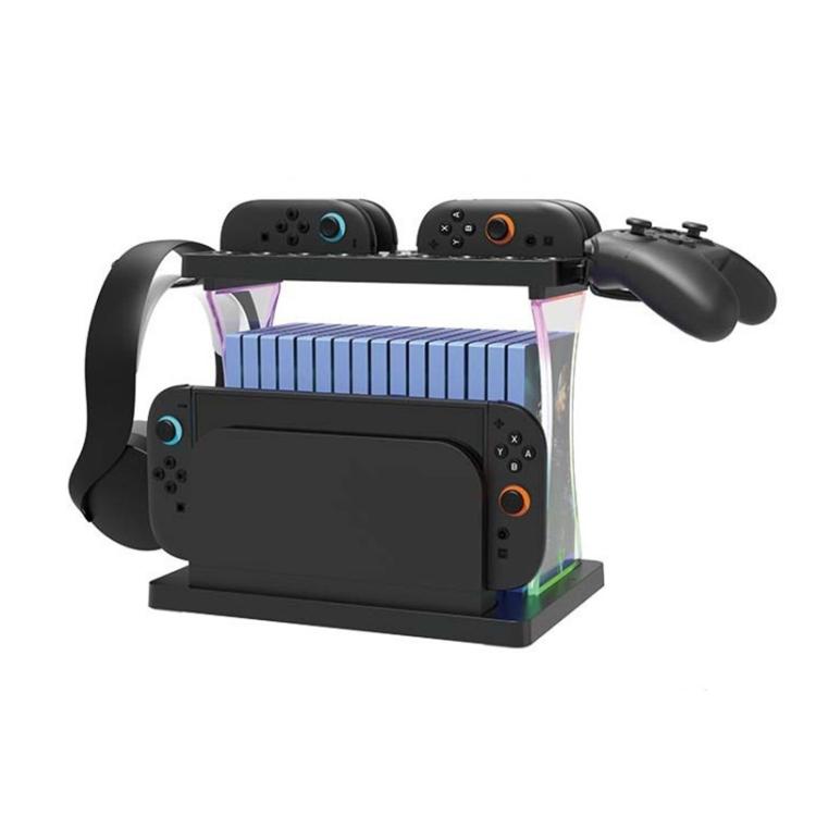 For Nintendo Switch 2 Joy-Con Multi-Functional Holder Charging Station with RGB Lights 25 Game Card Storage