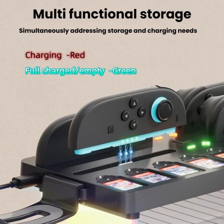For Nintendo Switch 2 Joy-Con Multi-Functional Holder Charging Station with RGB Lights 25 Game Card Storage