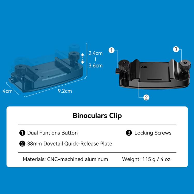 APEXEL BinoClamp Pro Quick-Release Binocular Mount Kit 360-degree Swivel Aluminum Binocular Holder
