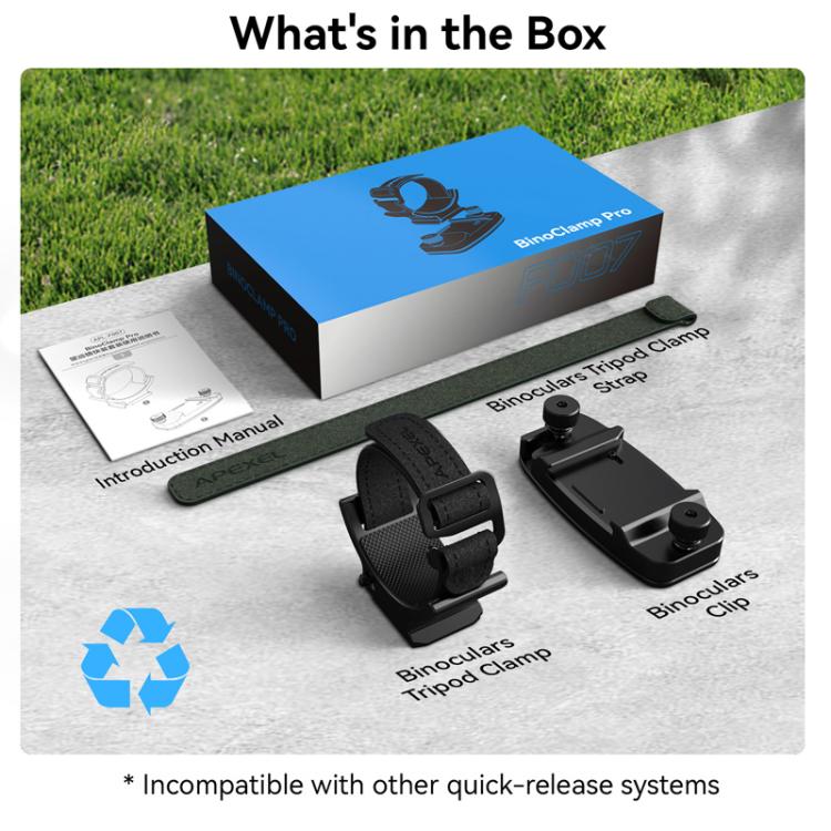 APEXEL BinoClamp Pro Quick-Release Binocular Mount Kit 360-degree Swivel Aluminum Binocular Holder