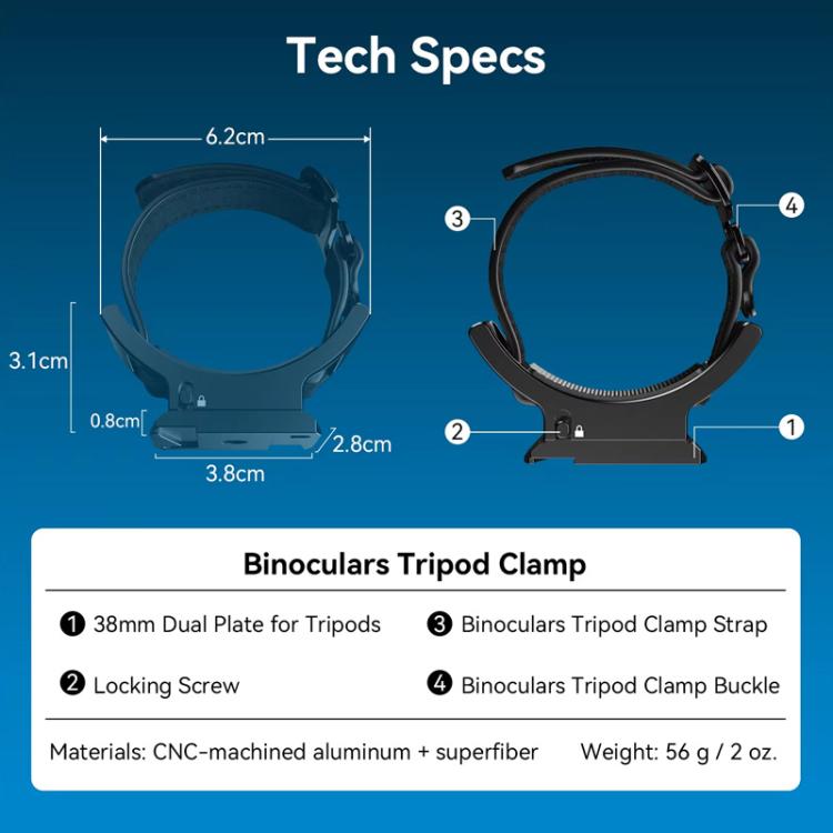 APEXEL BinoClamp Pro Quick-Release Binocular Mount Kit 360-degree Swivel Aluminum Binocular Holder