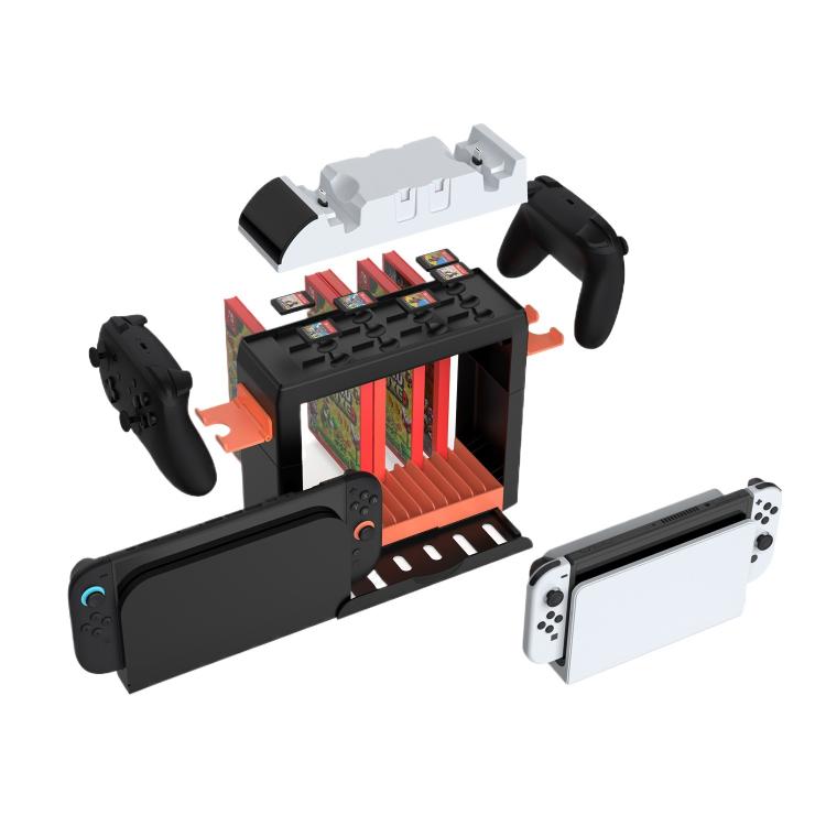 Multi-Function Storage Stand for Nintendo Switch 2/Switch OLED/Switch with 12 Game Cards +15 Case Holders