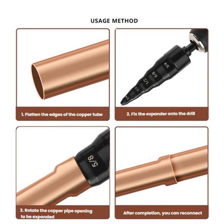 5-in-1 HVAC Tube Expander Tool for 1/4 - 3/4 inch Copper Pipes Electric Drill-Compatible Flaring Kit