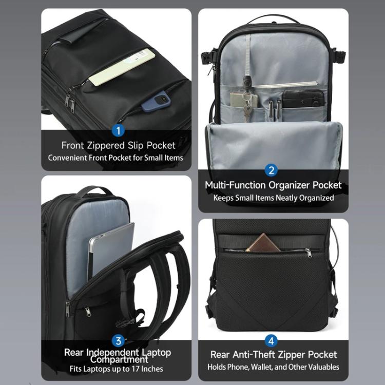 Tigernu Expandable Business Backpack 17-Inch Laptop Bag Wet/Dry Separation Pockets