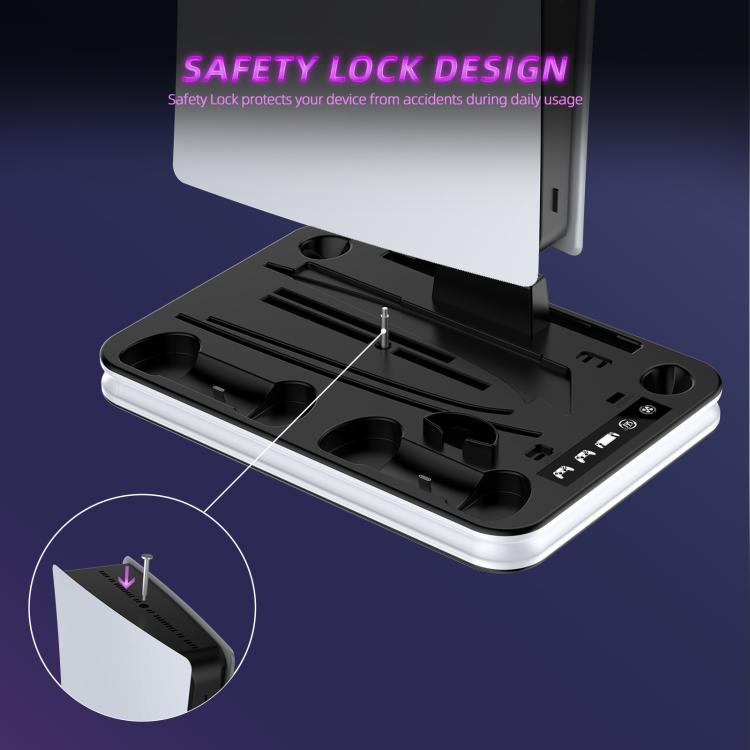 JYS Charging Display Station for PS5/PS5 Slim/PS Portal Dual Controller Dock with Cooling Fan & Headphone Hook