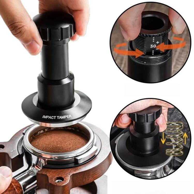 Adjustable Impact Coffee Tamper with Threaded Base Spring-Loaded Espresso Tamper Tool