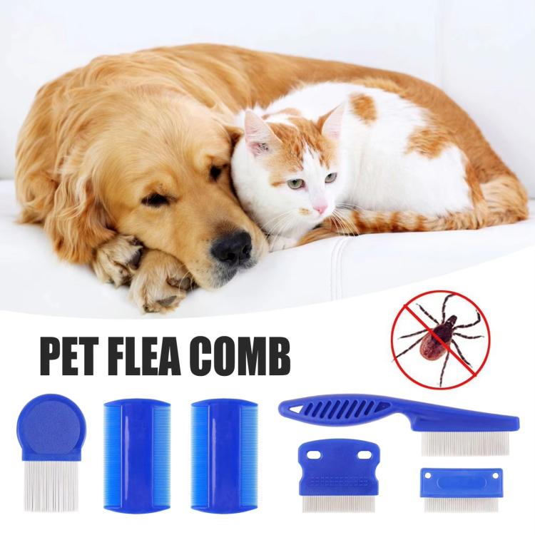 6pcs /Set Pet Flea Comb Stainless Steel Pin Dense Tooth Cat Dog Comb
